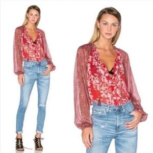 Free People Hendrix Printed top in Red